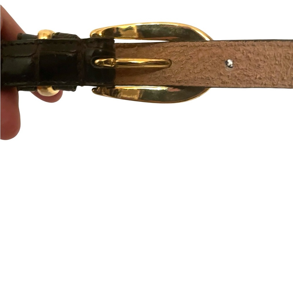 Unbranded Women’s Brown Croc Pattern Leather Belt Approx 31”-32” to middle hole - Picture 6 of 9